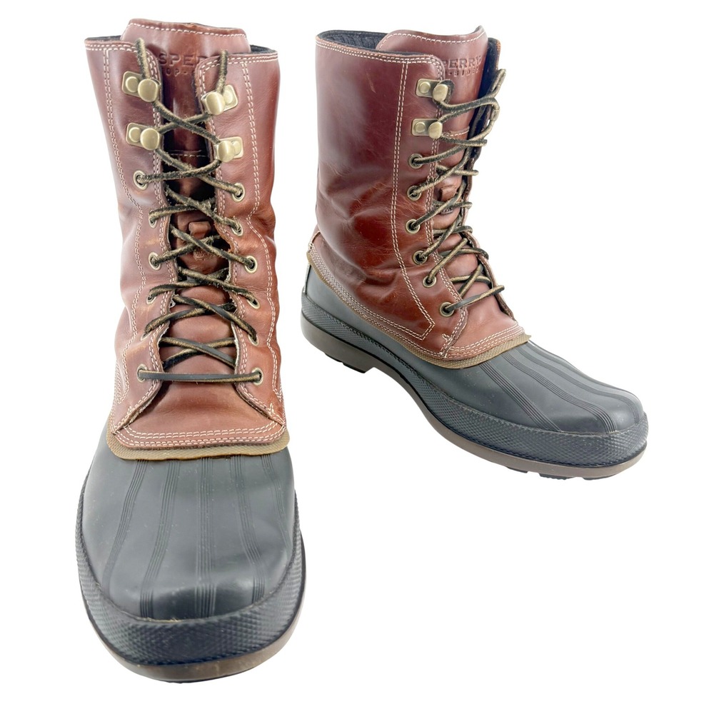 Sperry Top-Sider Brewster Duck Boots Men 10 Brn Blk Waterproof Thinsulate Gorp